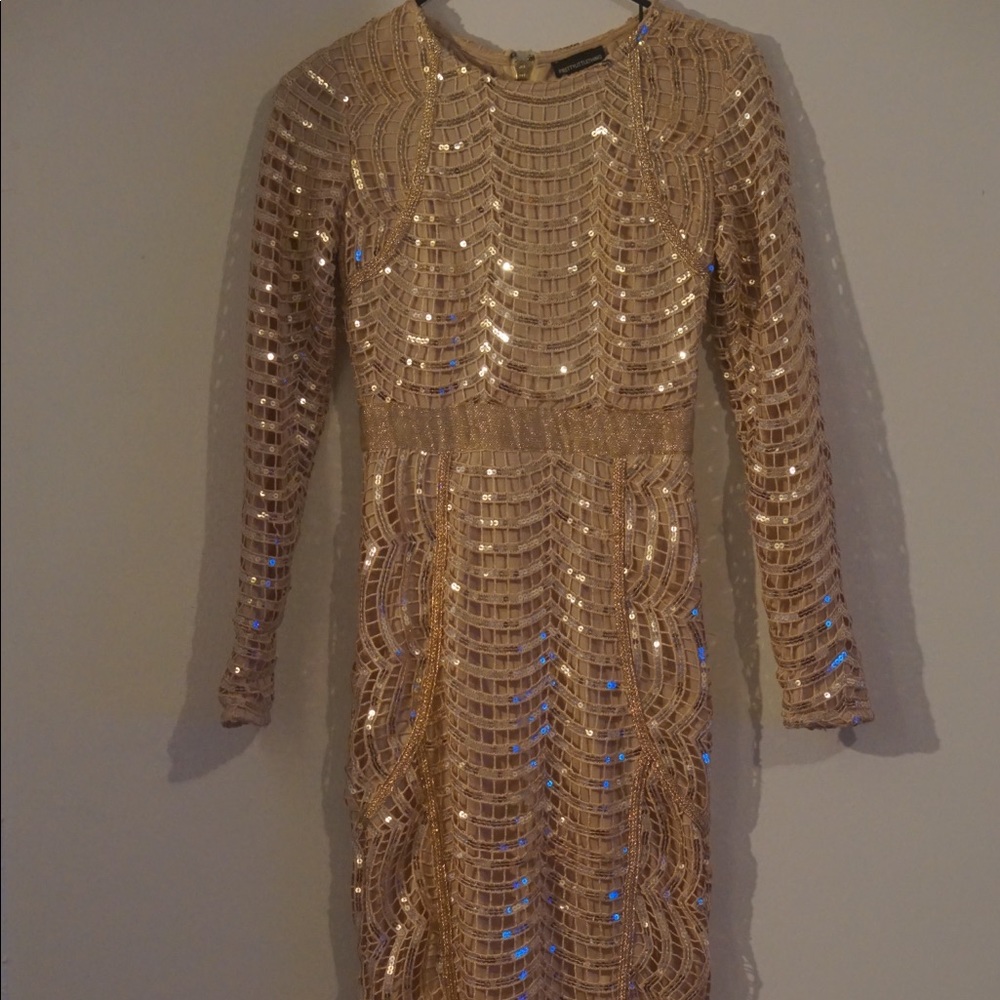 Gold Sequin Midi Dress